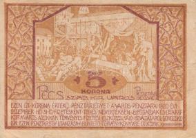 Pécs 1920. 5K pénztárjegy T:III-