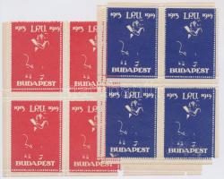 1914 IPU Budapest 2 db 4-es levélzáró tömb piros és kék színben