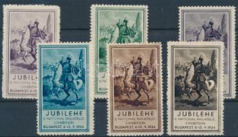 1934 JUBILEHE II. Országos Bélyegkiállítás 6 db-os levélzáró sor