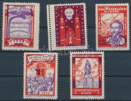 1938 Történelmi események, évfordulók, 5 db levélzáró