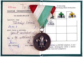 1991. "Magyar Cserkészszövetség" jelvény mellszalagon és igazolvánnyal T:2