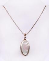 Ezüst (Ag) nyaklánc gyöngyház medállal /  Silver necklace with nacre pendant, 42,5cm, br: 9,6gr