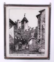 Waidbruck üvegkép, keretben, 27×22 cm