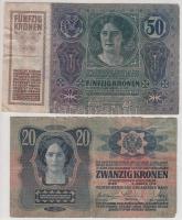 1913. 20K + 1914. 50K mindkettő 20 Para és 50 Para K.u.k. Montenegrói bélyeggel és pecsételéssel T:I...