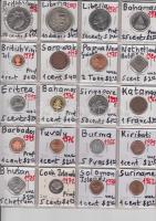 20db pénzérme klf országok érméiből, Brit Virginia, Barbados, Kiribati, Pápua Új Guinea stb. T:PP(legtöbb),UNC,2 20 pieces of coins of different countries such as British Virginia, Barbados, Kiribati, Papua New Guinea etc. C:PP(mostly),UNC,XF
