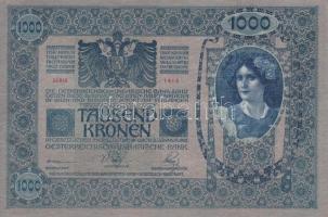 1902. 1000K (2x) egyiken hamis "Magyarország" körbélyegzővel, áthúzással érvénytelenítve é...