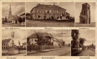 Berettyóújfalu, Római katolikus templom, községháza, Csonkatorony, országzászló, kórház, Tisztviselőtelep (EB)