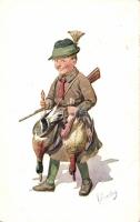 Hunter boy with wild ducks, s: Feiertag (fa)
