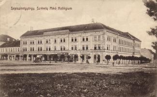 Sepsiszentgyörgy Székely Mikó Kollégium, Féder Sándor, Grósz Ferenc, Benkő Mór, Kolcza testvérek, Vajna testvérek üzletei, Korona bazár, dohány áruda / student's hostel, shops (EK)