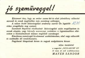 Zeiss Punktal, advertisement of Sándor Mayer, glasses, Santa Claus