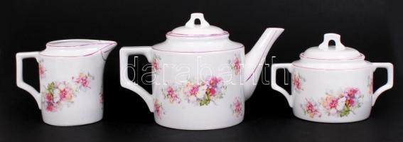 Hiányos Zsolnay teás készlet, matricás, jelzett, hibátlan