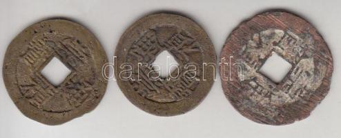 Kína Császárság / Ming Dinasztia / Chuang Lieh 1628-1644. 1C "Chung Chen" (3x) T:2-,3,3- China Empire / Ming Dynasty / Chuang Lieh 1628-1644. Cash "Chung Chen" (3x) C:VF,F,VG