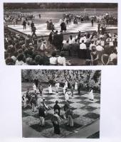 1970-1980 Jelmezes élő sakk, 2db fotó /  Human chess, 2 photos, 15x17cm, 13x24cm
