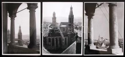 1938 / cca 1960 Sevcsik Jenő: Sopron. 3db felvétel, későbbi nagyítás az eredeti negatívokról, feliratozott, 24x18cm