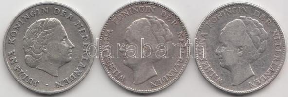 Hollandia 1929-1931. 1G Ag "Wilhelmina" (2x) + Holland Antillák 1952. 1G Ag "Wilhelmi...