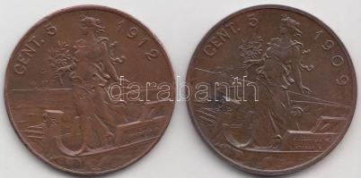 Olaszország 1909R 5c Cu + 1912R 5c Cu T:2,2- Itlay 1909R 5 centesimi Cu + 1912R 5 centesimi Cu C:XF,VF