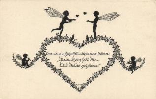 New Year, silhouettes