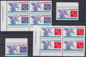 Centenary of UPU set and block of 4, 100 éves az UPU sor és négyestömb sor