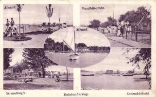 Balatonberény, strand, strandbüfé, vasútállomás, csónakkikötő