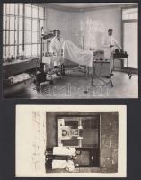 Cca 1940 Margitszigeti laboratórium, 12×17 cm + Cca 1950 Fodrász üzlet személyzete és kirakata, 13×9...