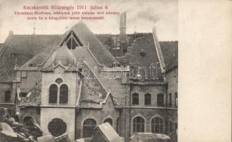 Kecskemét; földrengés 1911. július 8-án, a városháza főudvara