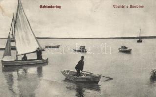 Balatonberény vitorlás a Balatonon (fa)