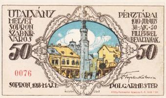 Miskolc 1919. 1K + Sopron 1919. 50f városi szükségpénz T:III