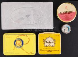 5 db különböző állapotú retró fém dobozkák, 3×5 cm- 10×5 cm