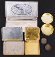 5 db különböző állapotú retró fém dobozkák, 3×5 cm- 10×5 cm