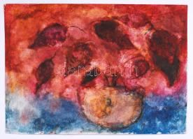 Bakányi Gyula (1955-): Virágcsendélet. Gouache, papír, jelzett 30x20 cm