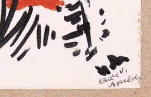 Hoch István (építész): Utca részlet. Vegyes technika, papír, karton, jelzett, 19×13 cm