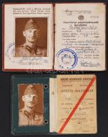 1944 Honvédségi gépjárművezetői fényképes igazolvány, 1950 MLSZ fényképes játékos igazolvány (Hungária SE)