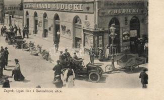 Zagreb Ugao ulice, Gunduliceve ulice / streets, the shop of Ferdinand Budicki, automobile