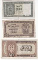 Jugoszlávia 1919. 10D 40K felülnyomással + Szerbia/német megszállás 1941. 10D + 20D + 1942. 50D + Mo...