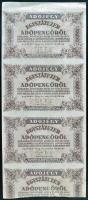 1946. 100.000AP három és fél bankjegyből álló egybefüggő ívtöredék, hiányzó hátlapi alapnyomattal T:restaurált