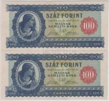 1946. 100Ft (2x) vízjellel és egymásutáni sorszámmal! T:II,II- R!