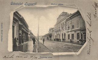 Lugos Széchenyi utca, népbank palota, Strasser kávéház / street, bank palace, café (EK)