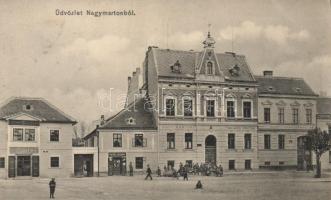 Nagymarton, gyógyszertár, takarékpénztár, Mathias Hoffmann üzlete / pharmacy, savings bank, shop