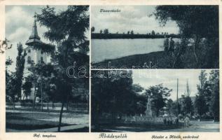 Abádszalók, Református templom, Tisza, Hősök szobra (EK)