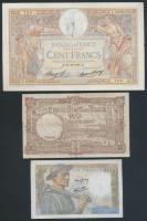 Franciaország 1944. 10Fr + 1936. 100Fr + Belgium 1948. 20Fr T:III,III- France 1944. 10 Francs + 1936. 100 Francs + Belgium 1948. 20 Francs C:F,VG