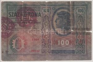 1912. 100K dupla "MAGYARORSZÁG" felülbélyegzéssel T:IV