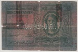 1912. 100K dupla "MAGYARORSZÁG" felülbélyegzéssel T:IV