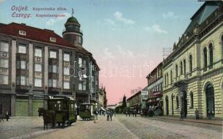 Eszék, Osijek; Kapucinska ulica / street, horse tramway