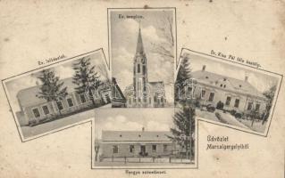 Marcalgergelyi Hangya szövetkezet, Dr. Kiss Pál kastély, evangélikus templom és lelkészlak (Rb)