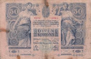 1902. 50K ovális fekete román felülbélyegzéssel T:IV