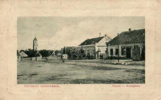 Csákvár, Piactér, községháza, Tauth Sebestyén üzlete (EK)