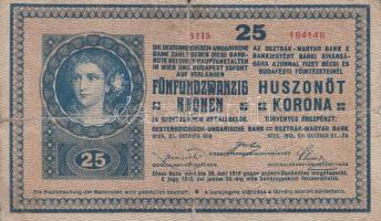 1918. 25K "1115" hullámos hátlap, "Szegedi Kereskedelmi és Iparbank" szárazpecséttel T:III-,IV