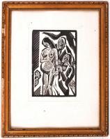 Jelzés nélkül: Zsuzsanna és a vének. Fametszet, papír, üvegezett keretben 19×13 cm