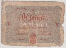 1848. 5Ft "Kossuth-bankó" barna-fekete hátlapi szöveggel T:V