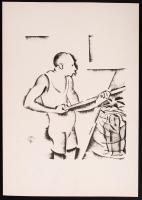 Molnár C Pál (1894-1981): Úszómester, kis szériás ofszet-karton, 21x29 cm